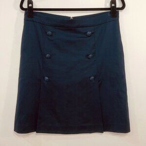 EUC Brooks Brothers Cotton Button-Front A-Line Mini Skirt Navy 8, M